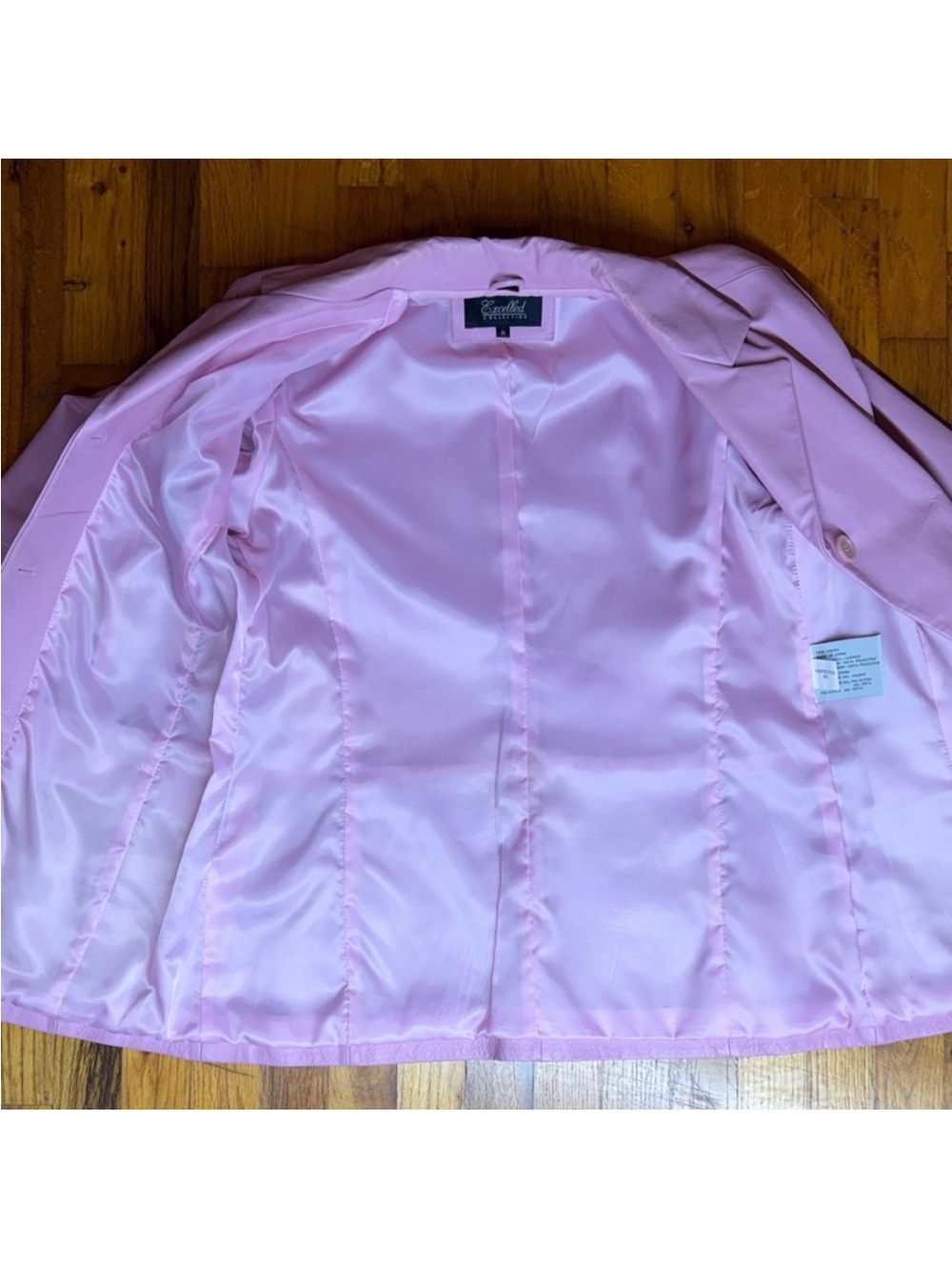 Excelled Collection Fully Lined Pink Leather Women's Blazed Button Up Jacket - Picture 12 of 13